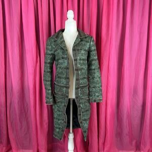 Custo Barcelona Y2K 2006 NWT Long wool blend plaid sparkle no zip coat, 42 or 8